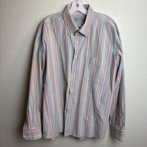 Alan Flusser Men's Long‎ Sleeve Pastel Stripes Button Down XL Colorful